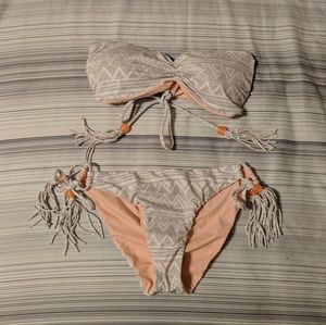 Strapless tribal print bikini